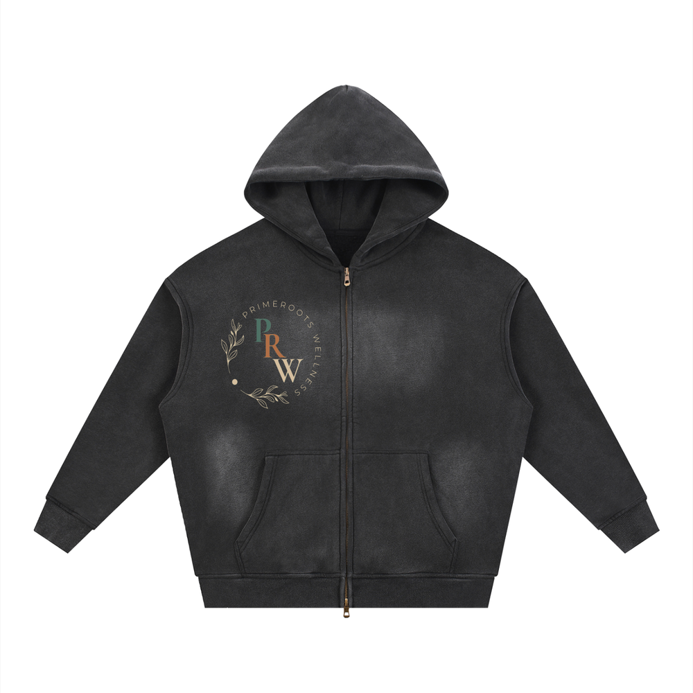 Sunfade Two-way Zipper Boxy Fleece Hoodie