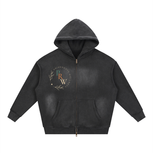 Sunfade Two-way Zipper Boxy Fleece Hoodie