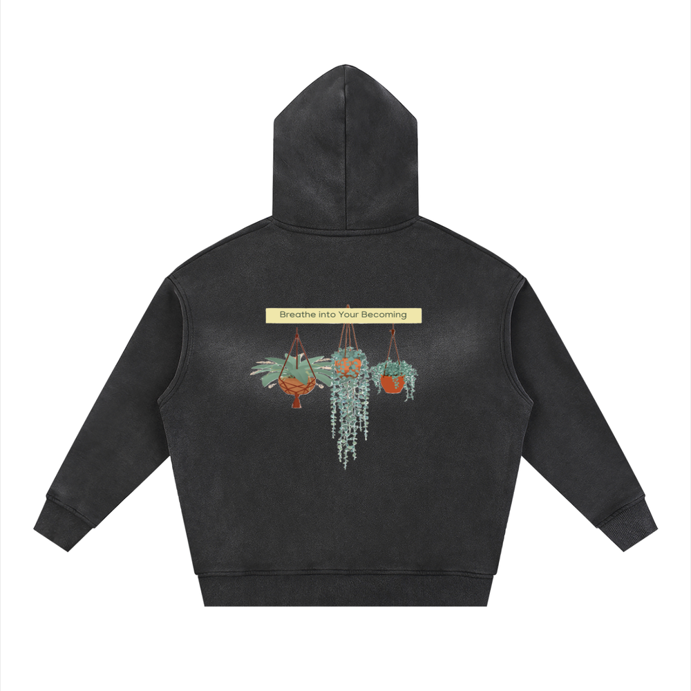 Sunfade Two-way Zipper Boxy Fleece Hoodie
