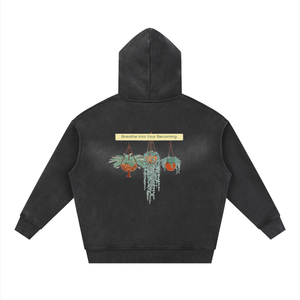 Sunfade Two-way Zipper Boxy Fleece Hoodie
