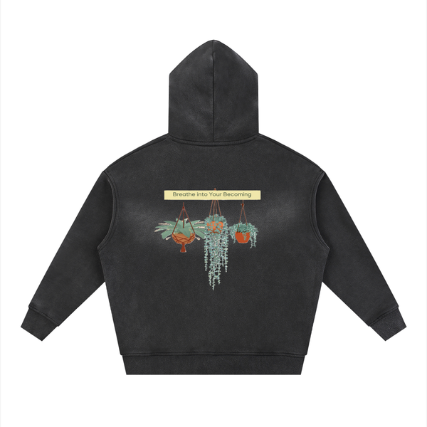 Sunfade Two-way Zipper Boxy Fleece Hoodie